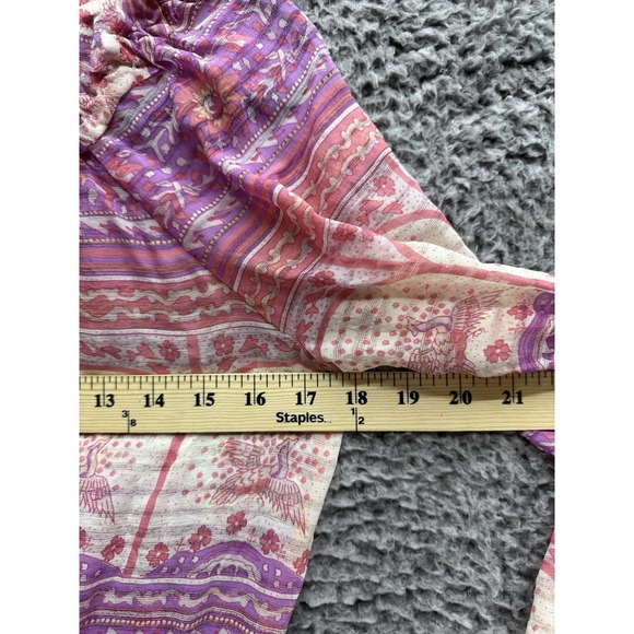 LoveShackFancy Pink Ruffle Tired Cinch Waist‎ Popover Silk Dress XS NWT - Picture 7 of 11